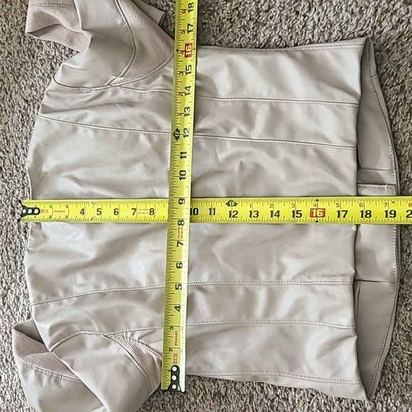 Blank NYC Cream Vegan Leather Moto Jacket Asymmetrical Zipper - Picture 6 of 6